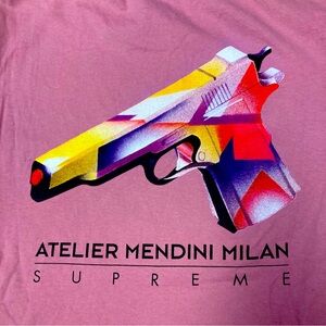 Supreme atelier mendini milan Pink pistol gun vintage tee shirt 2016 print logo